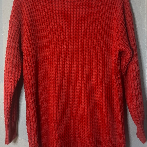 Zenana Premium Long Chunky Knit Sweater Women’s Large Red Oversized Thick - Picture 2 of 8
